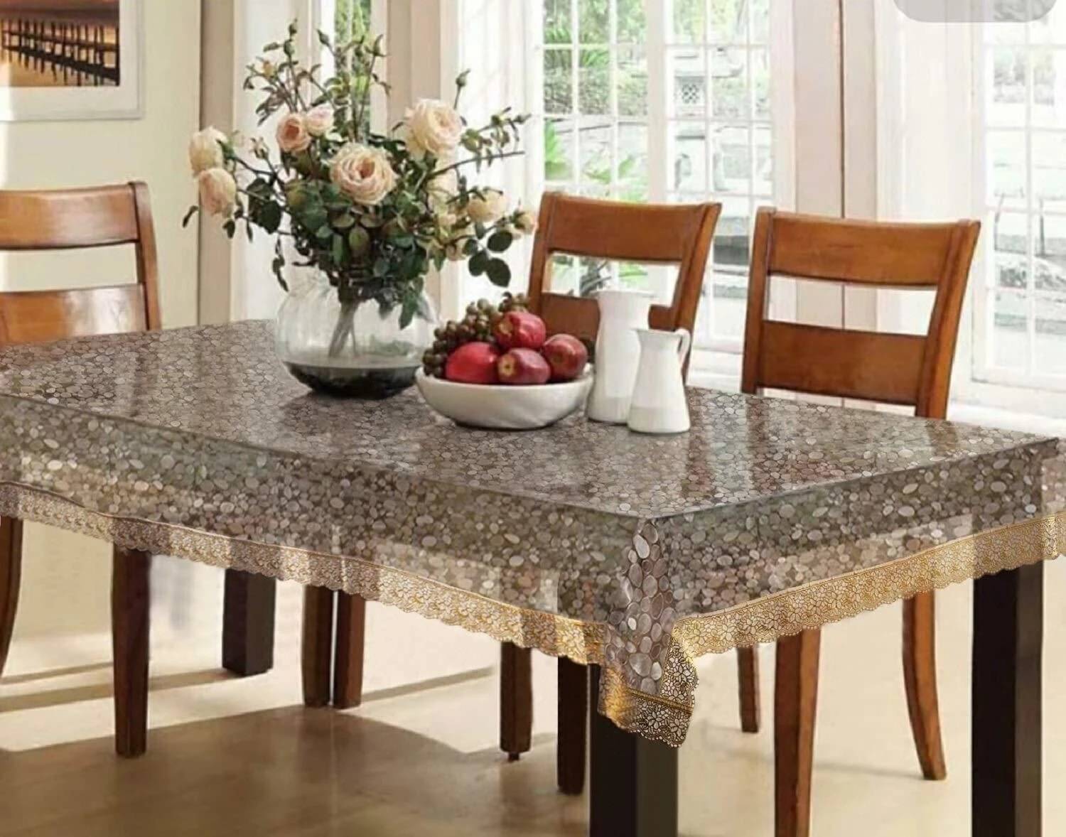     			DPA Collection Self Design PVC 6 Seater Rectangle Table Cover ( 229 x 152 ) cm Pack of 1 Gold