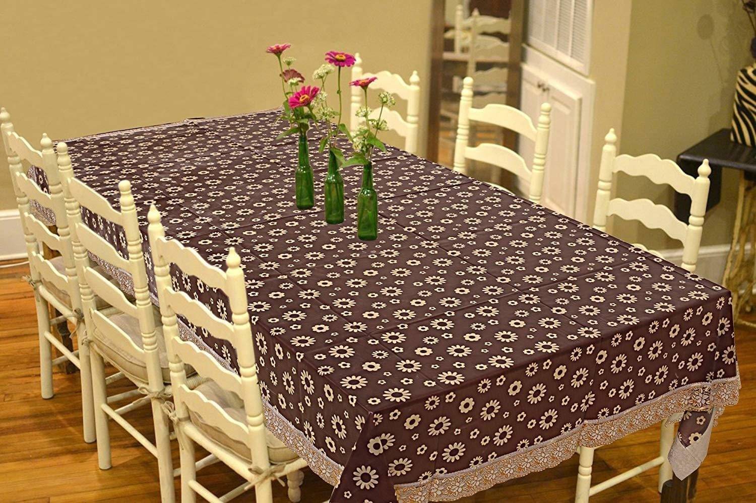 DPA Collection Self Design Plastic 6 Seater Rectangle Table Cover ( 229 x 152 ) cm Pack of 1 Brown DPA Collection Self Design Plastic 6 Seater Rectangle Table Cover ( 229 x 152 ) cm Pack of 1 Brown
