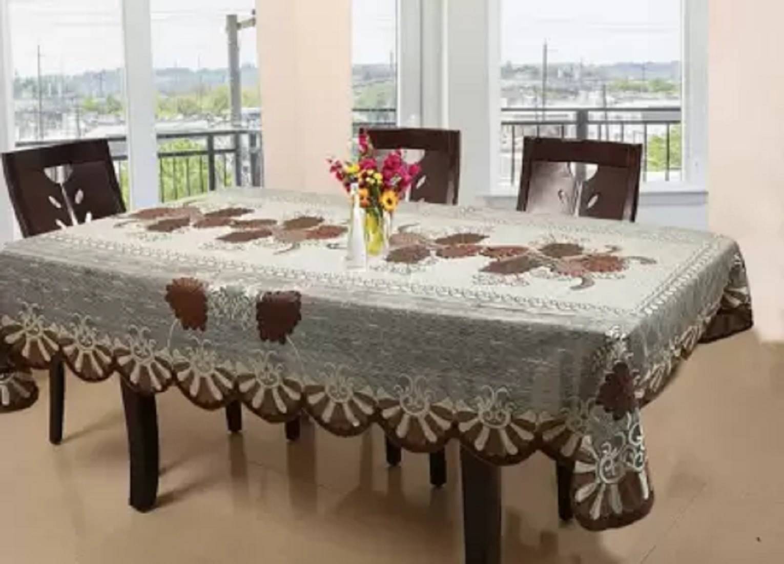 DPA Collection Self Design Plastic 6 Seater Rectangle Table Cover ( 229 x 152 ) cm Pack of 1 White DPA Collection Self Design Plastic 6 Seater Rectangle Table Cover ( 229 x 152 ) cm Pack of 1 White