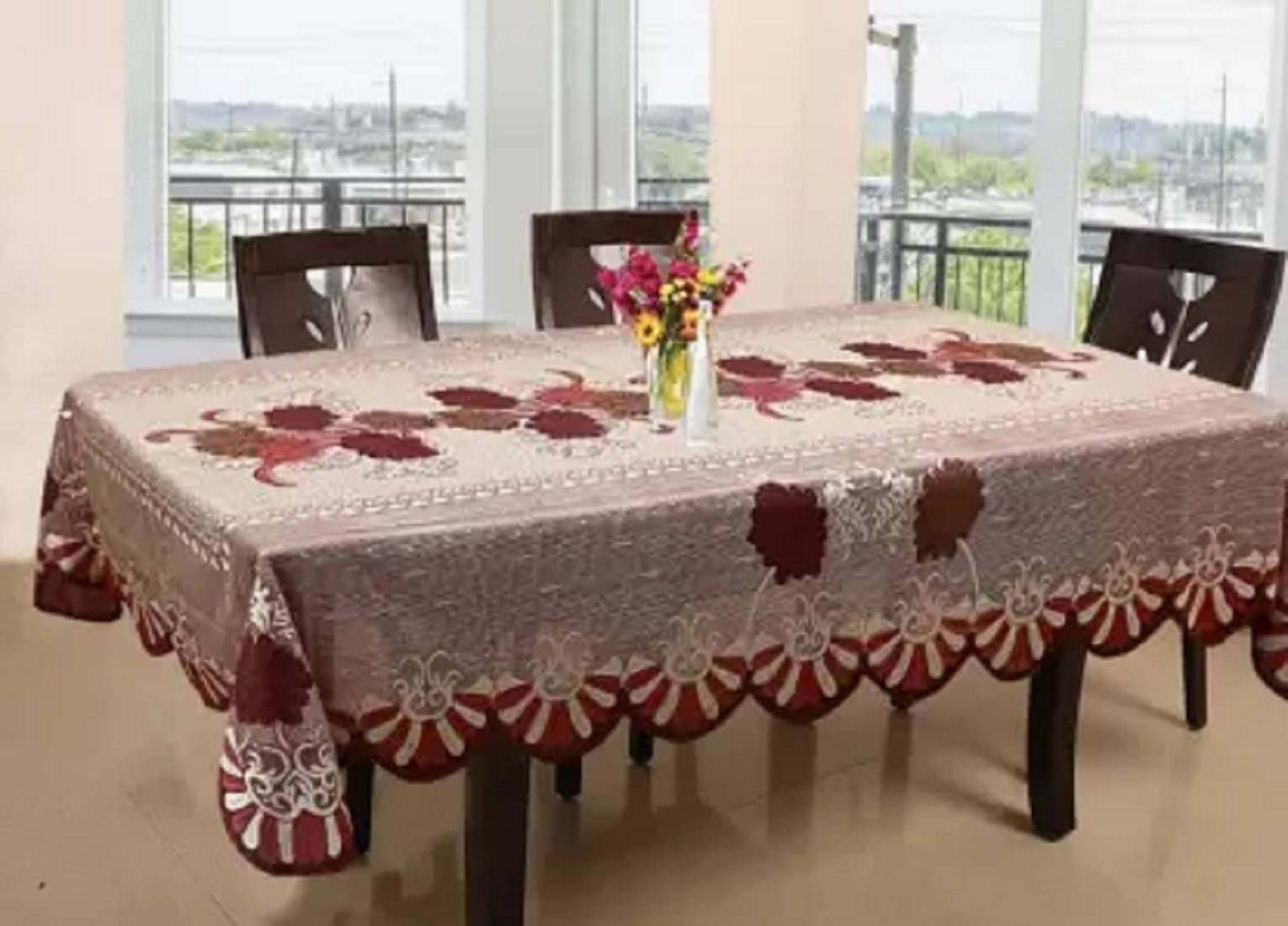 DPA Collection Self Design Plastic 6 Seater Rectangle Table Cover ( 229 x 152 ) cm Pack of 1 Red DPA Collection Self Design Plastic 6 Seater Rectangle Table Cover ( 229 x 152 ) cm Pack of 1 Red