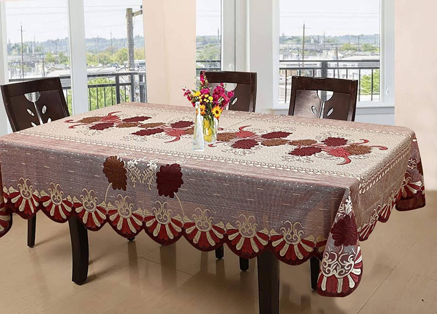 DPA Collection Solid Cotton 6 Seater Rectangle Table Cover ( 229 x 152 ) cm Pack of 1 Maroon DPA Collection Solid Cotton 6 Seater Rectangle Table Cover ( 229 x 152 ) cm Pack of 1 Maroon
