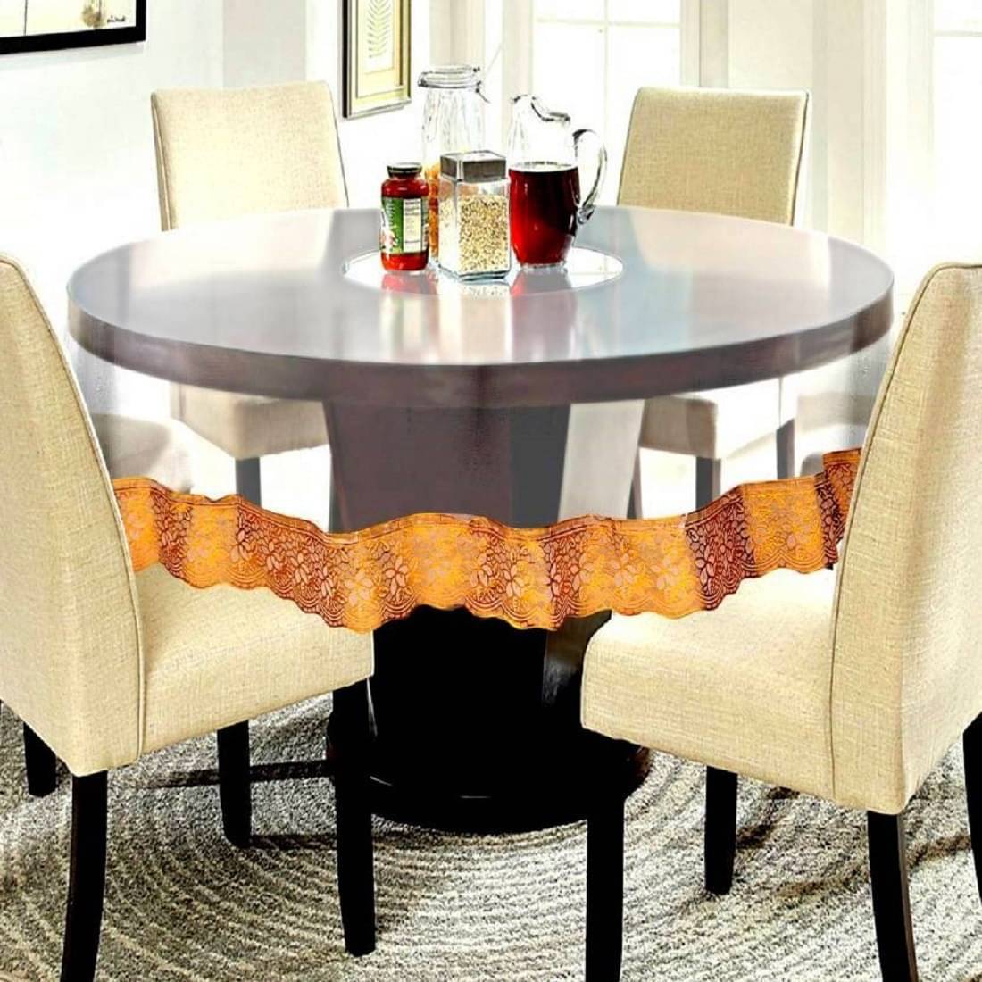     			DPA Collection Solid PVC 4 Seater Rectangle Table Cover ( 152 x 152 ) cm Pack of 1 Gold