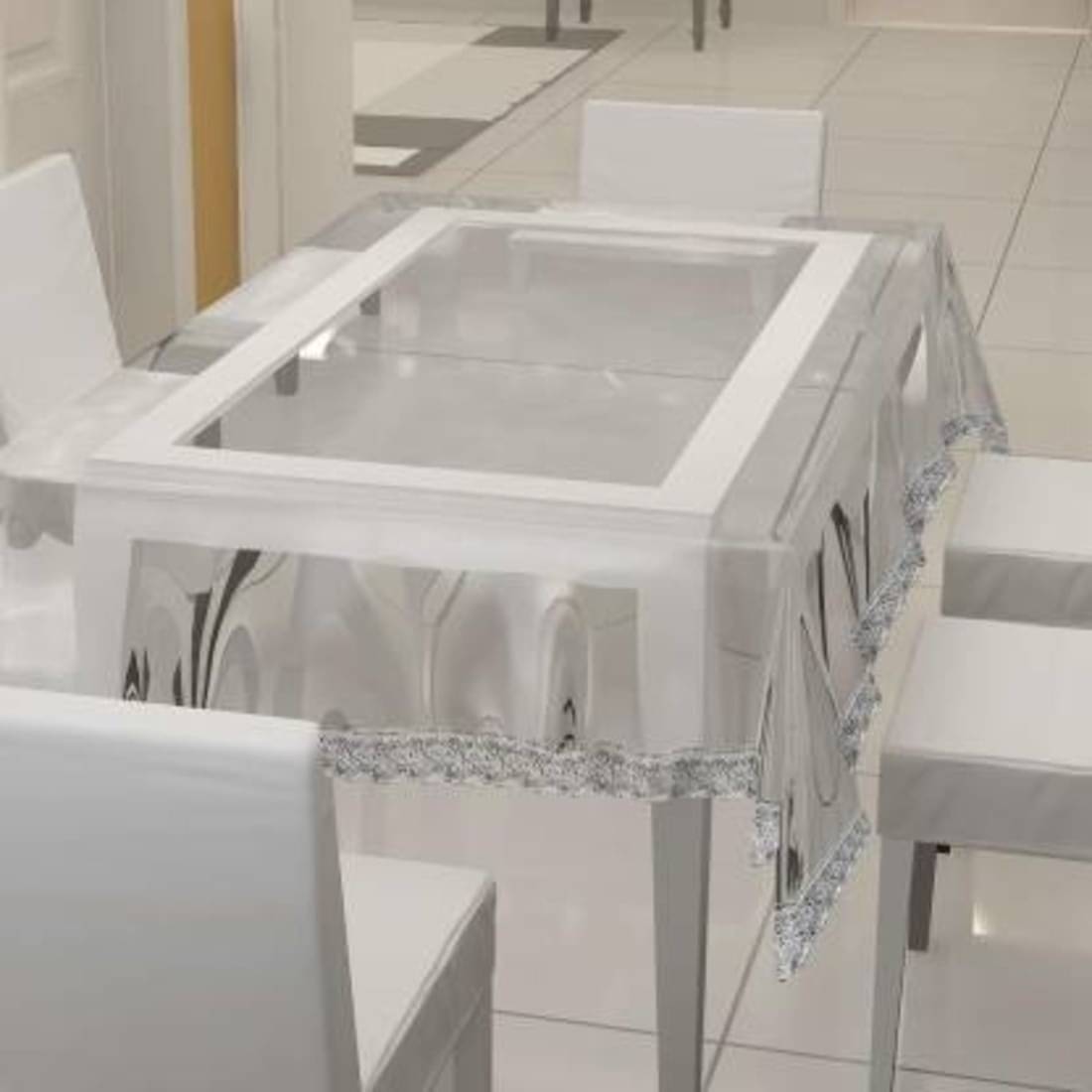 DPA Collection Solid PVC 4 Seater Rectangle Table Cover ( 152 x 101 ) cm Pack of 1 Silver DPA Collection Solid PVC 4 Seater Rectangle Table Cover ( 152 x 101 ) cm Pack of 1 Silver