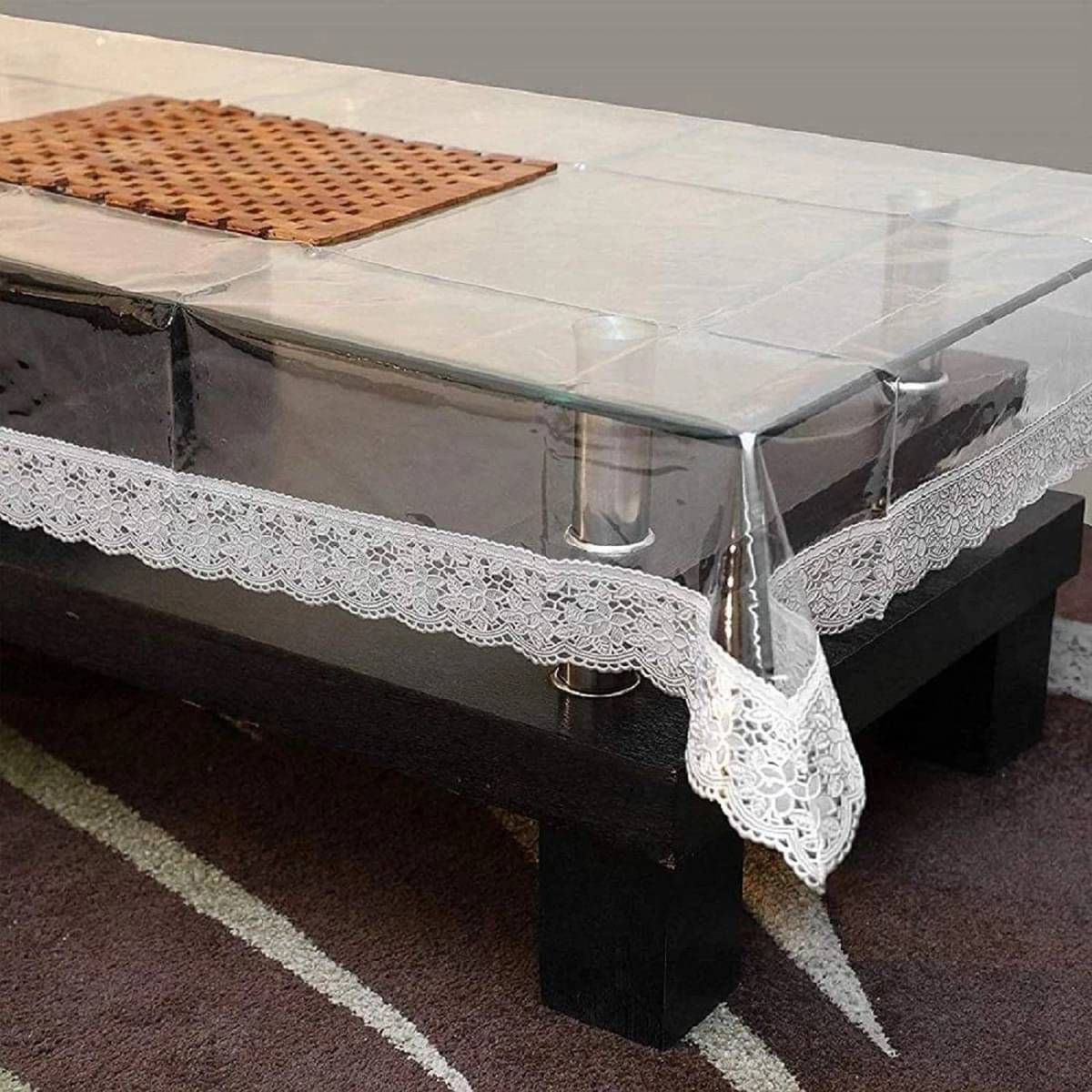    			DPA Collection Solid PVC 4 Seater Rectangle Table Cover ( 152 x 102 ) cm Pack of 1 Silver
