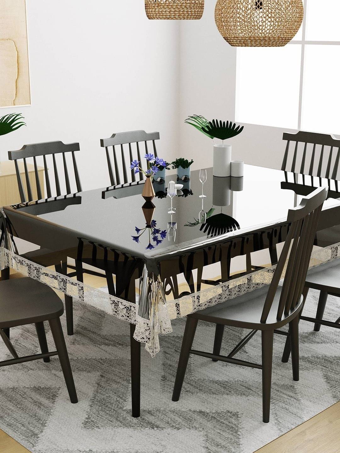     			DPA Collection Solid PVC 6 Seater Rectangle Table Cover ( 228 x 152 ) cm Pack of 1 Silver