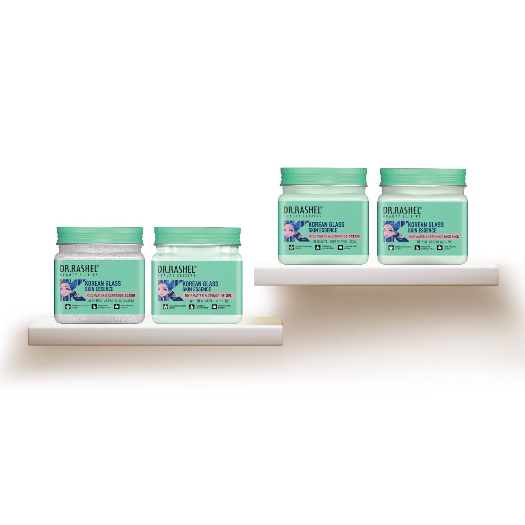     			Dr.Rashel Korean Facial Kit(Scrub, Gel,Face Pack,Cream),For Hydration & Revitalize,For All Skin Type,45 Ml (Pack of 4)