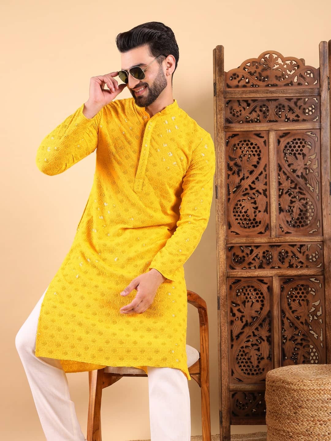Ethnic Bay Yellow Viscose Men's Regular Kurta ( Pack of 1 ) - Kurtas & Kurta Sets | Buy online on ZillyBuy