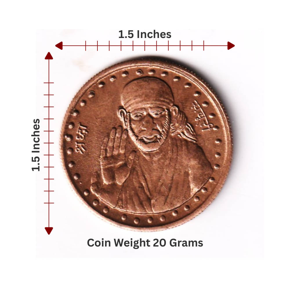     			Extremely Rare 20 Gram 1 Anna 1818 Shradha Saburi - Sai Baba - India old Coin Collection