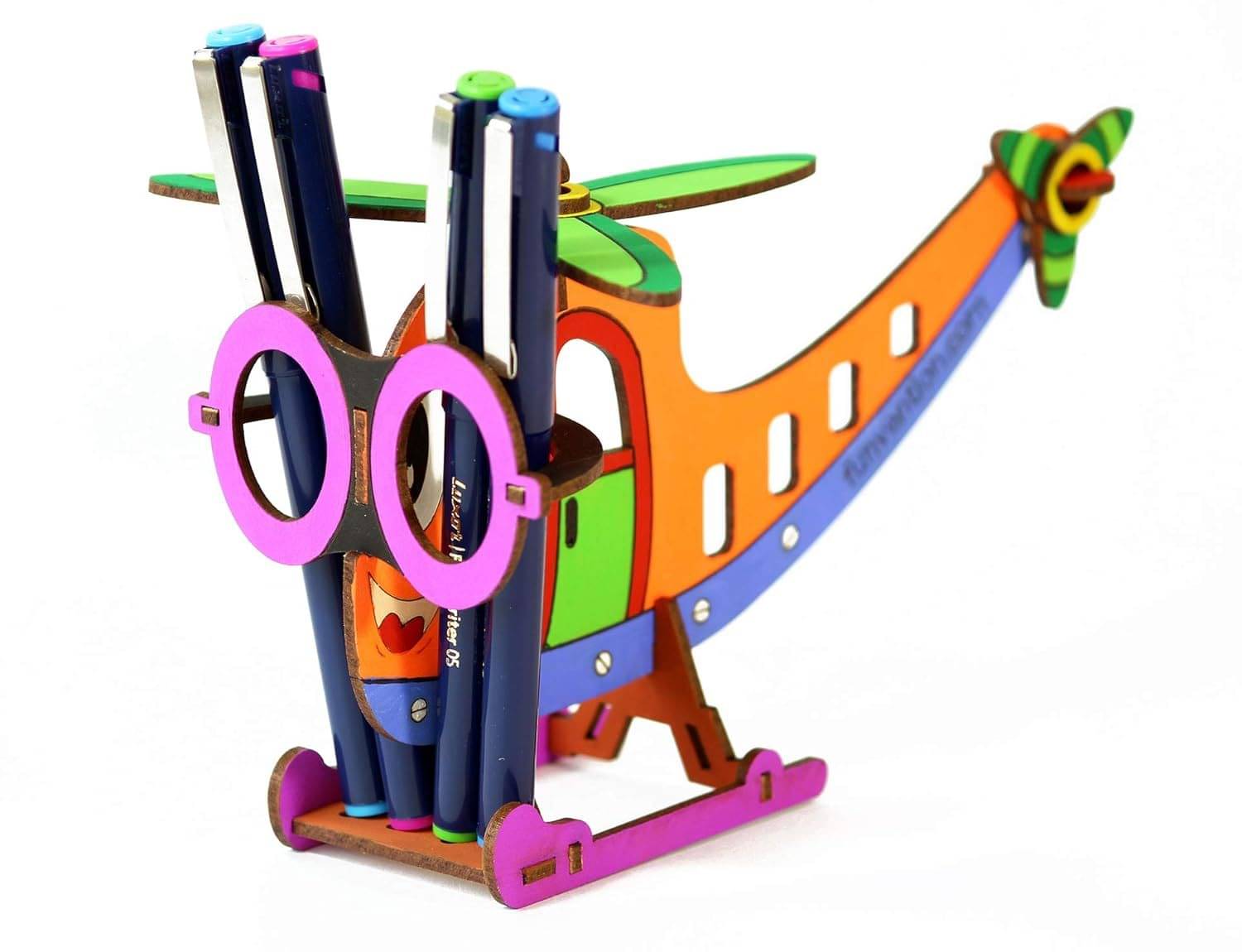    			Funvention Helicopter - 3D Coloring Model - DIY Desk Organizer Pen Stand - STEM Leanring 3D Puzzle Toy -Art, Coloring and Painting Kit for Kids -Birthday Return Gift, Kids Party Pack