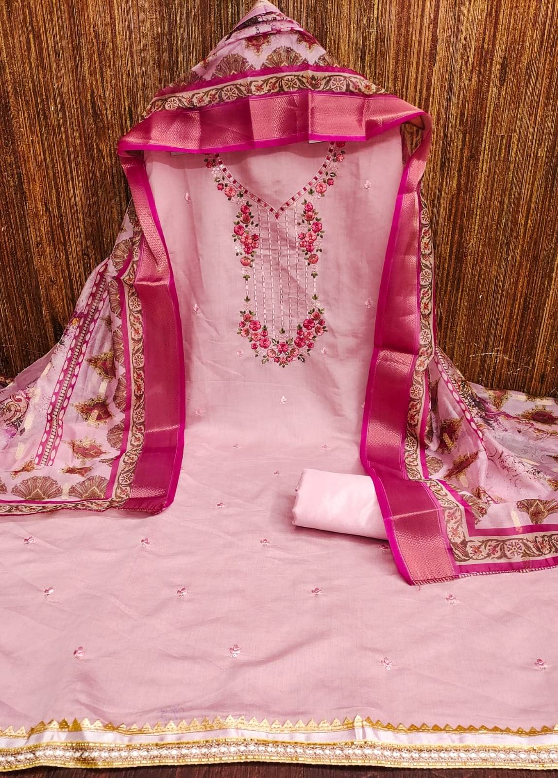 HL SILKMILLS Women Chanderi Unstitched Dress Material ( Pink ) HL SILKMILLS Women Chanderi Unstitched Dress Material ( Pink )