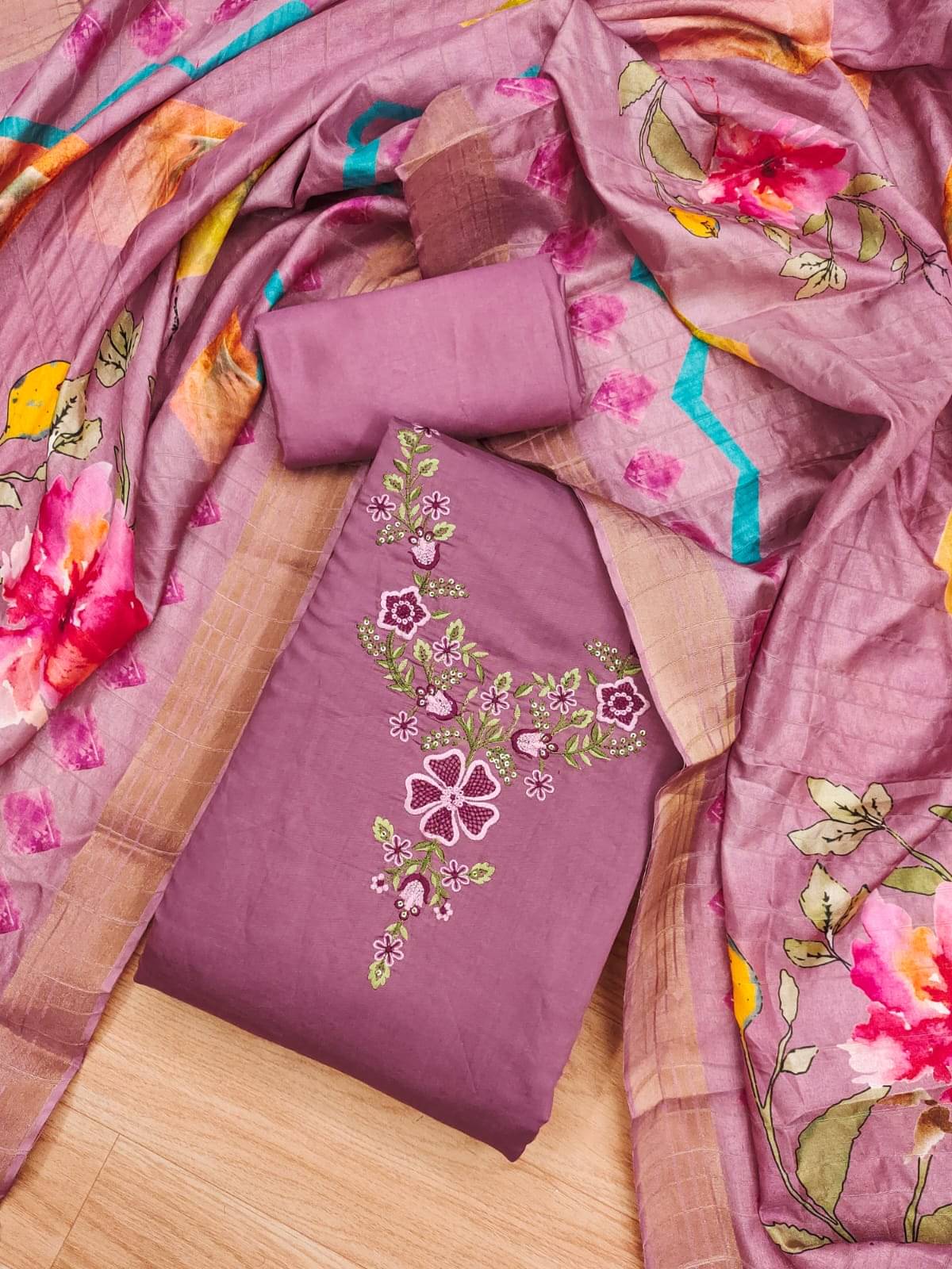 HL SILKMILLS Women Cotton Blend Unstitched Dress Material ( Purple ) HL SILKMILLS Women Cotton Blend Unstitched Dress Material ( Purple )