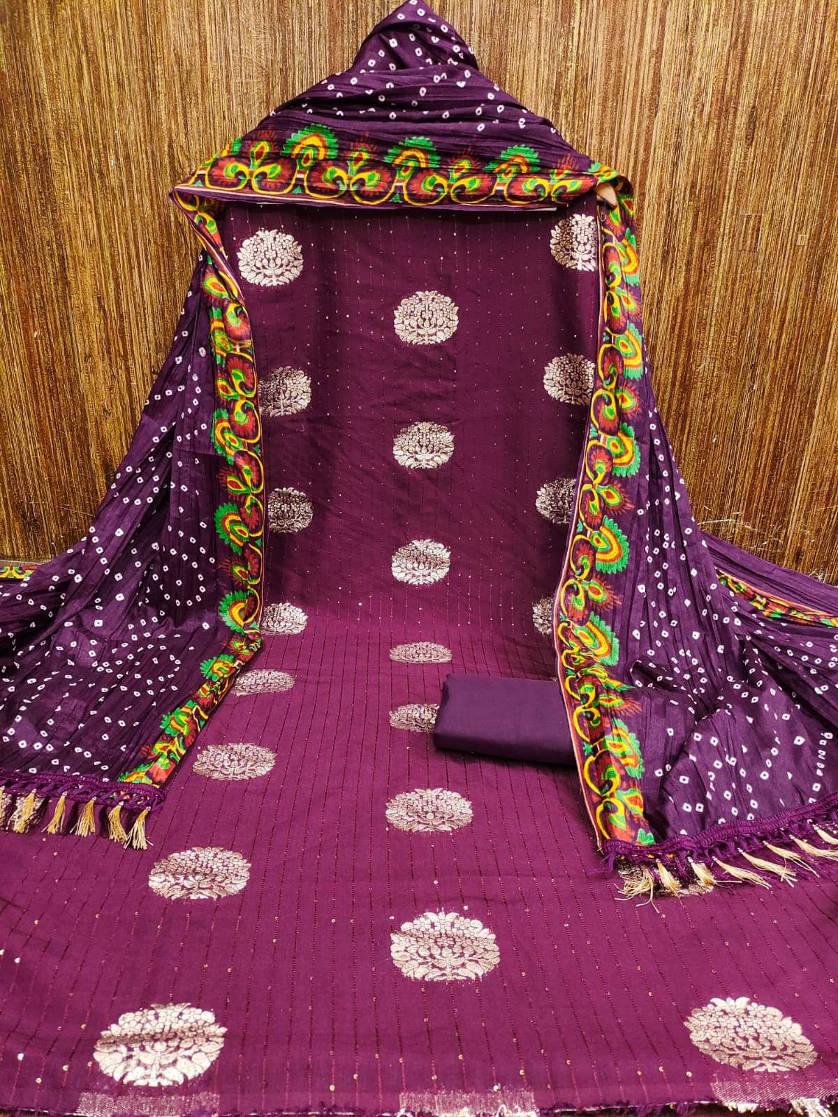     			HL SILKMILLS Women Cotton Blend Unstitched Dress Material ( Purple )