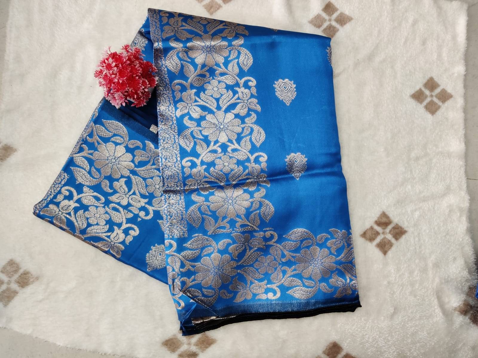 Indesa Art Silk Embellished Saree With Unstitched Blouse Piece ( Blue ) Indesa Art Silk Embellished Saree With Unstitched Blouse Piece ( Blue )