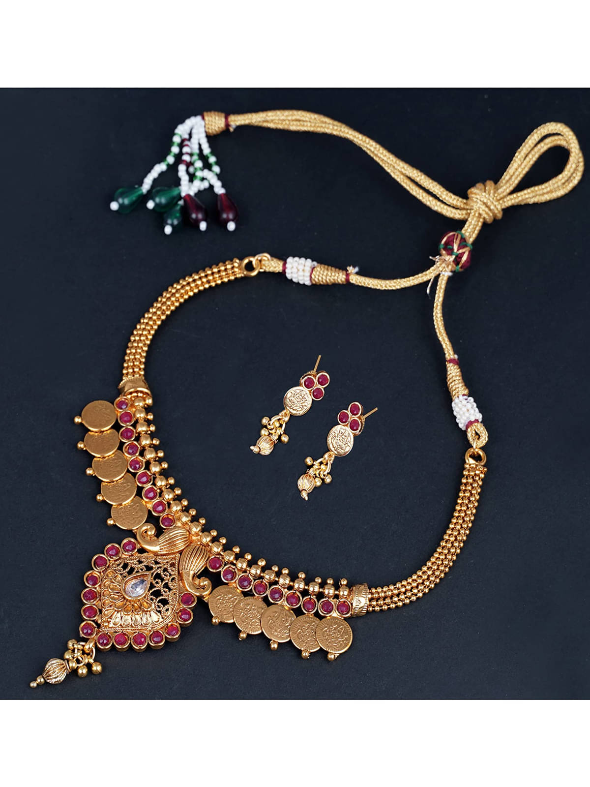     			JFL - Jewellery For Less Pink Copper Necklace Set ( Pack of 1 )