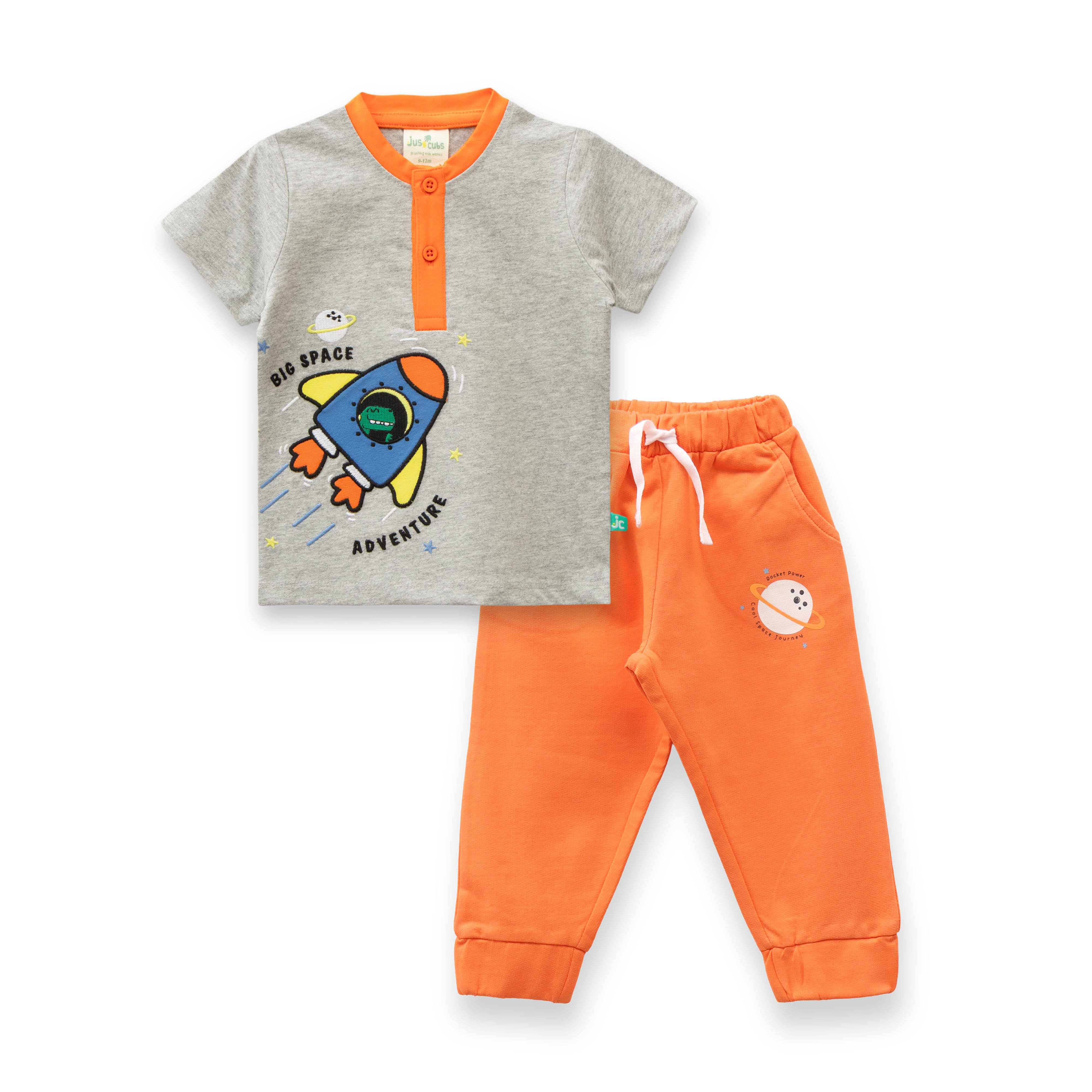     			Juscubs Pack of 1 Boys Cotton T-Shirt & Pants Set ( Light Grey )