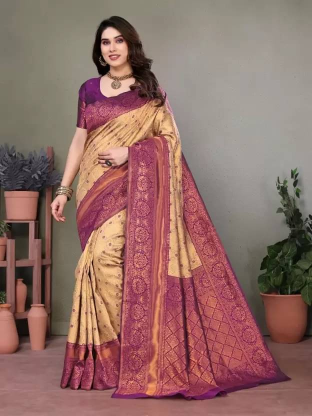 KALIPATRA Art Silk Embellished Saree With Unstitched Blouse Piece ( Cream )     			KALIPATRA Art Silk Embellished Saree With Unstitched Blouse Piece ( Cream )
