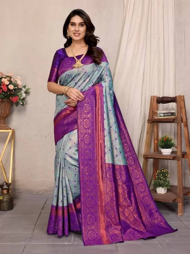 KALIPATRA Art Silk Embellished Saree With Unstitched Blouse Piece ( Purple )     			KALIPATRA Art Silk Embellished Saree With Unstitched Blouse Piece ( Purple )