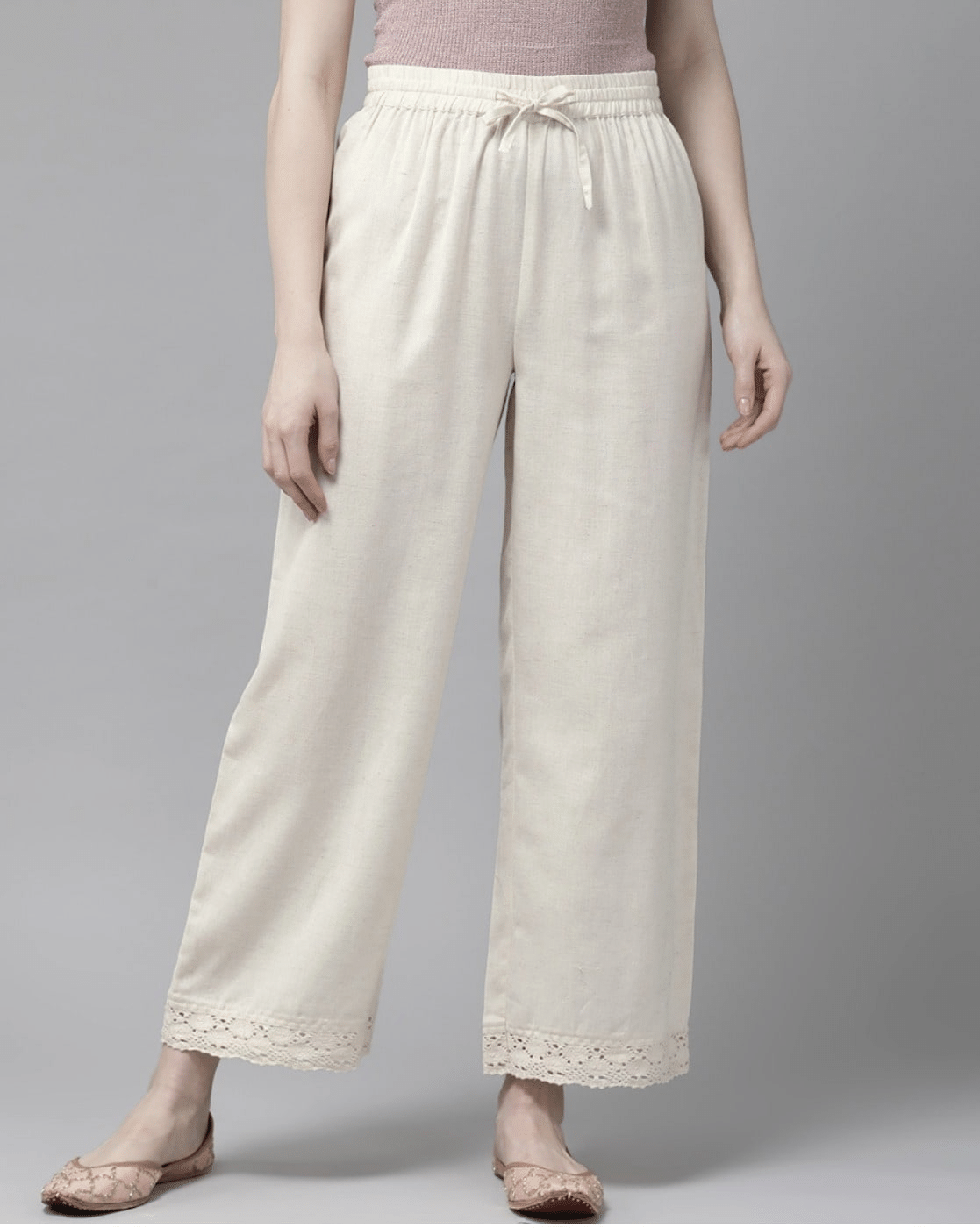 Kbz Pack of 1 Cotton Straight Women's Palazzos ( Off White ) Kbz Pack of 1 Cotton Straight Women's Palazzos ( Off White )