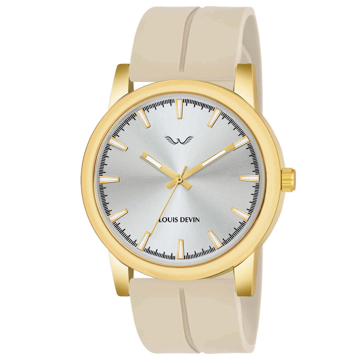     			LOUIS DEVIN Silver PU Analog Men's Watch