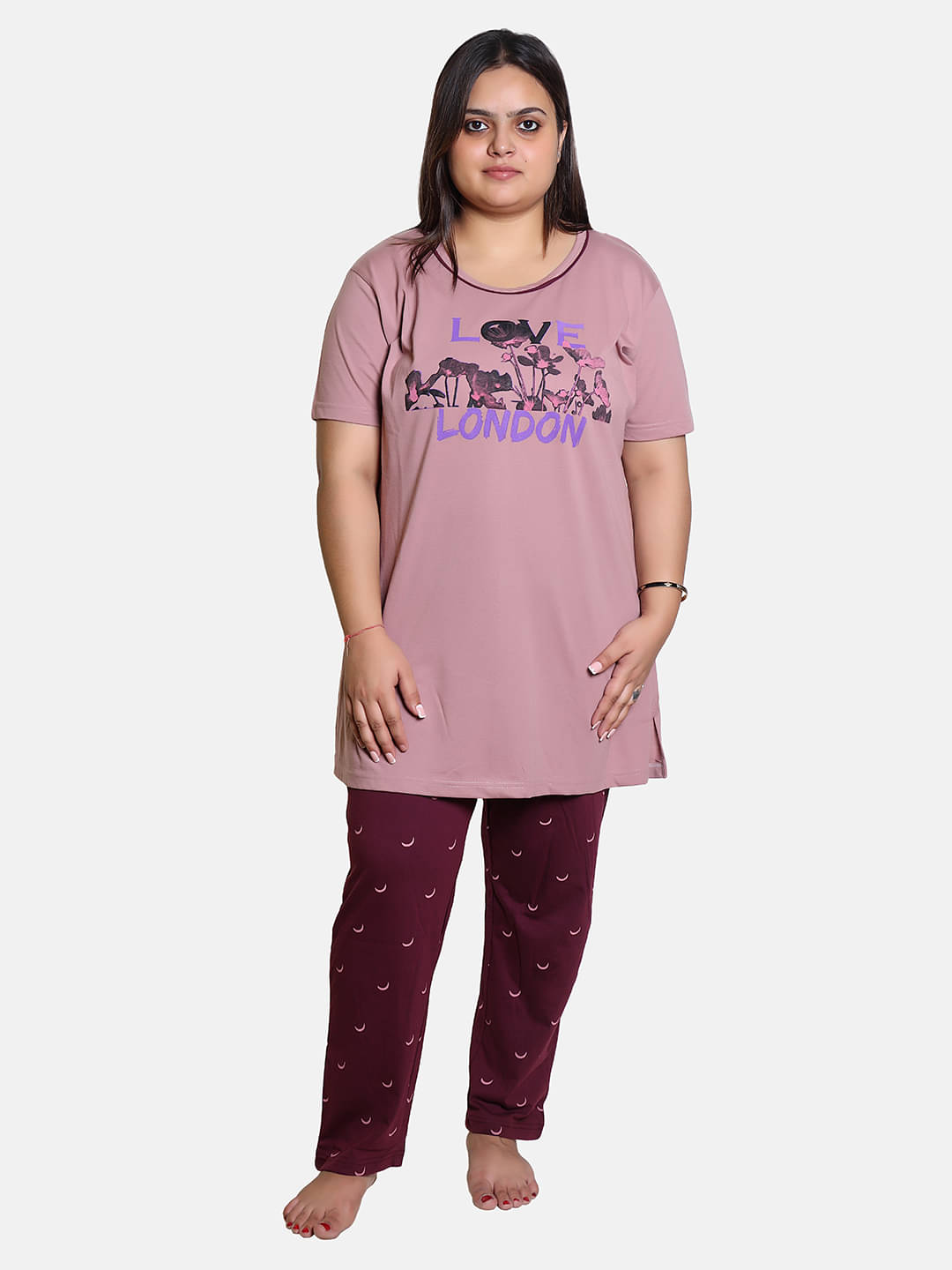 LOVE LONDON Pink Cotton Blend Women's Nightwear Nightsuit Sets ( Pack of 1 ) LOVE LONDON Pink Cotton Blend Women's Nightwear Nightsuit Sets ( Pack of 1 )