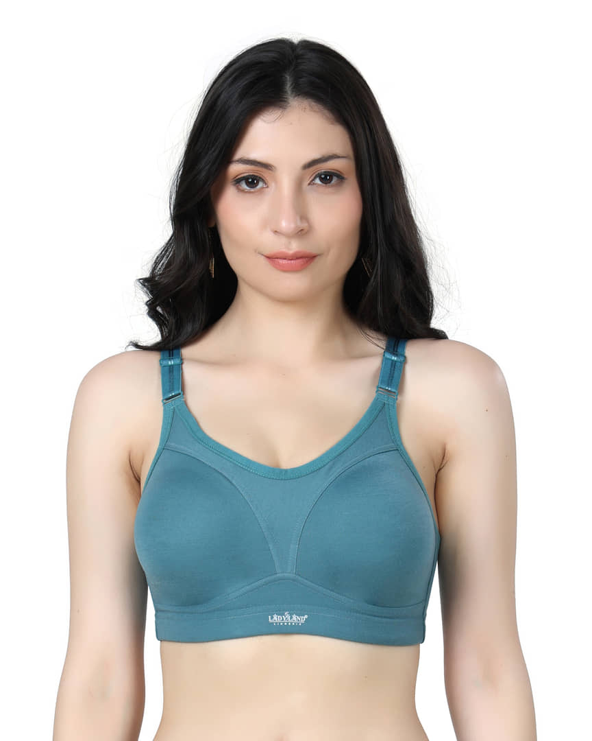 Ladyland Pack of 1 Cotton Blend Non Padded Everyday Bra For Women ( Blue )