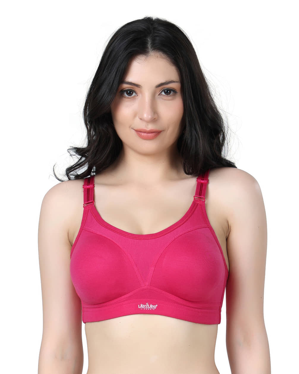 Ladyland Pack of 1 Cotton Blend Non Padded Everyday Bra For Women ( Magenta )