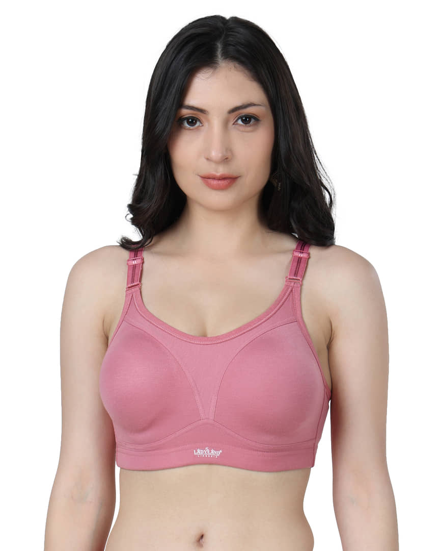 Ladyland Pack of 1 Cotton Blend Non Padded Everyday Bra For Women ( Peach )