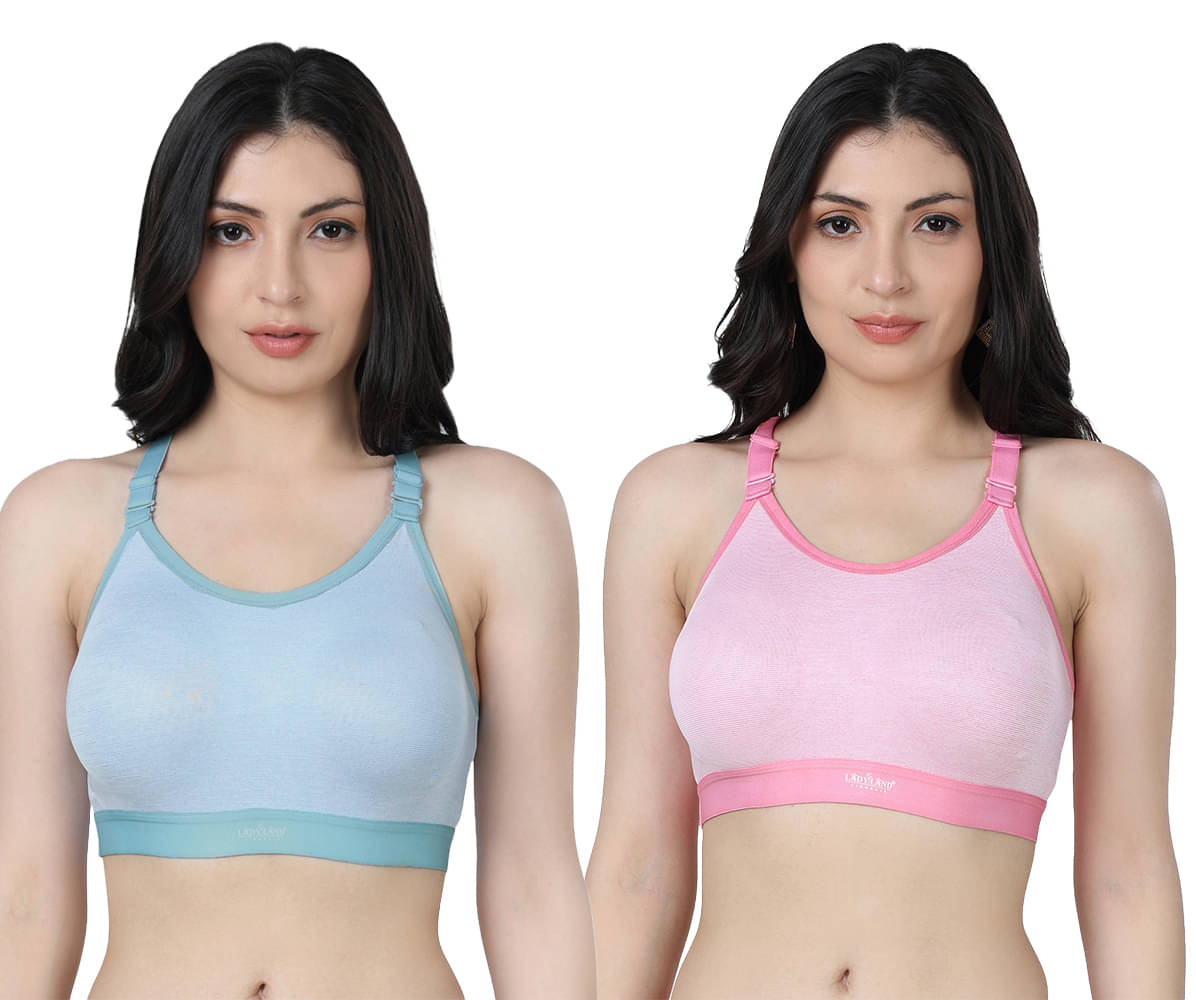 Ladyland Pack of 2 Lycra Lightly Padded T-Shirt Bra For Women ( Multicolor ) Ladyland Pack of 2 Lycra Lightly Padded T-Shirt Bra For Women ( Multicolor )