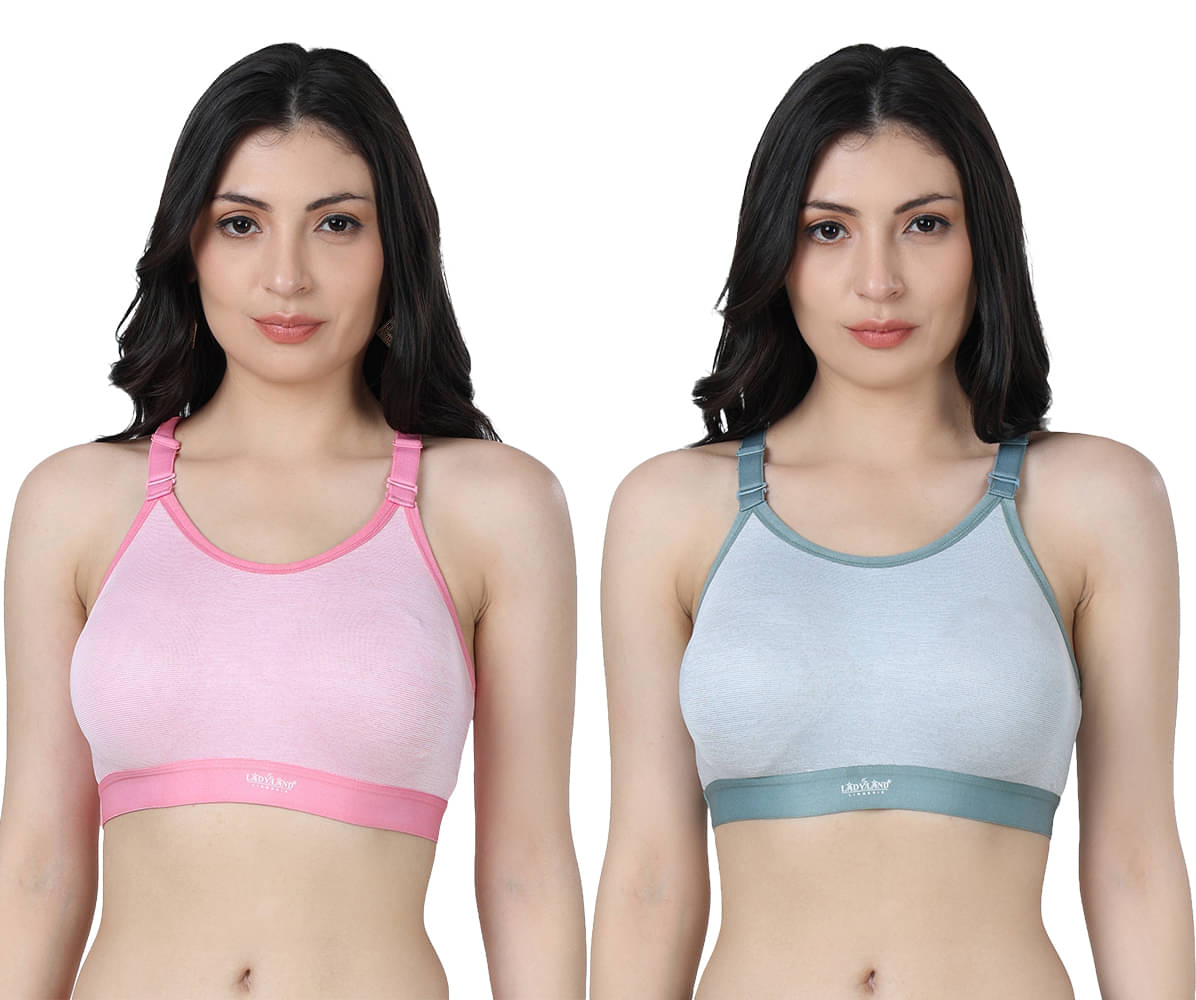     			Ladyland Pack of 2 Lycra Non Padded Shaping Bra For Women ( Multicolor )