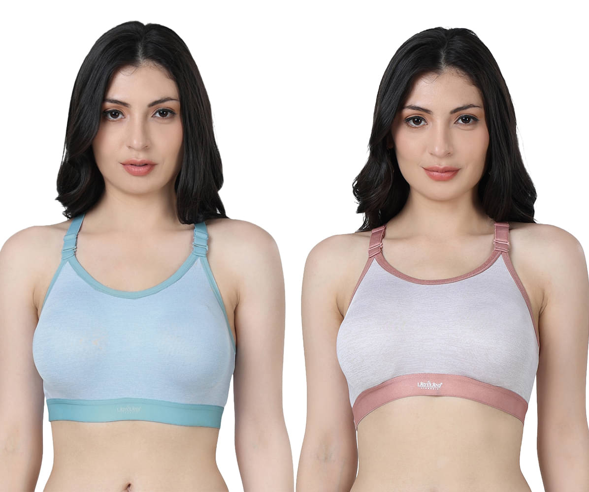     			Ladyland Pack of 2 Lycra Lightly Padded T-Shirt Bra For Women ( Multicolor )