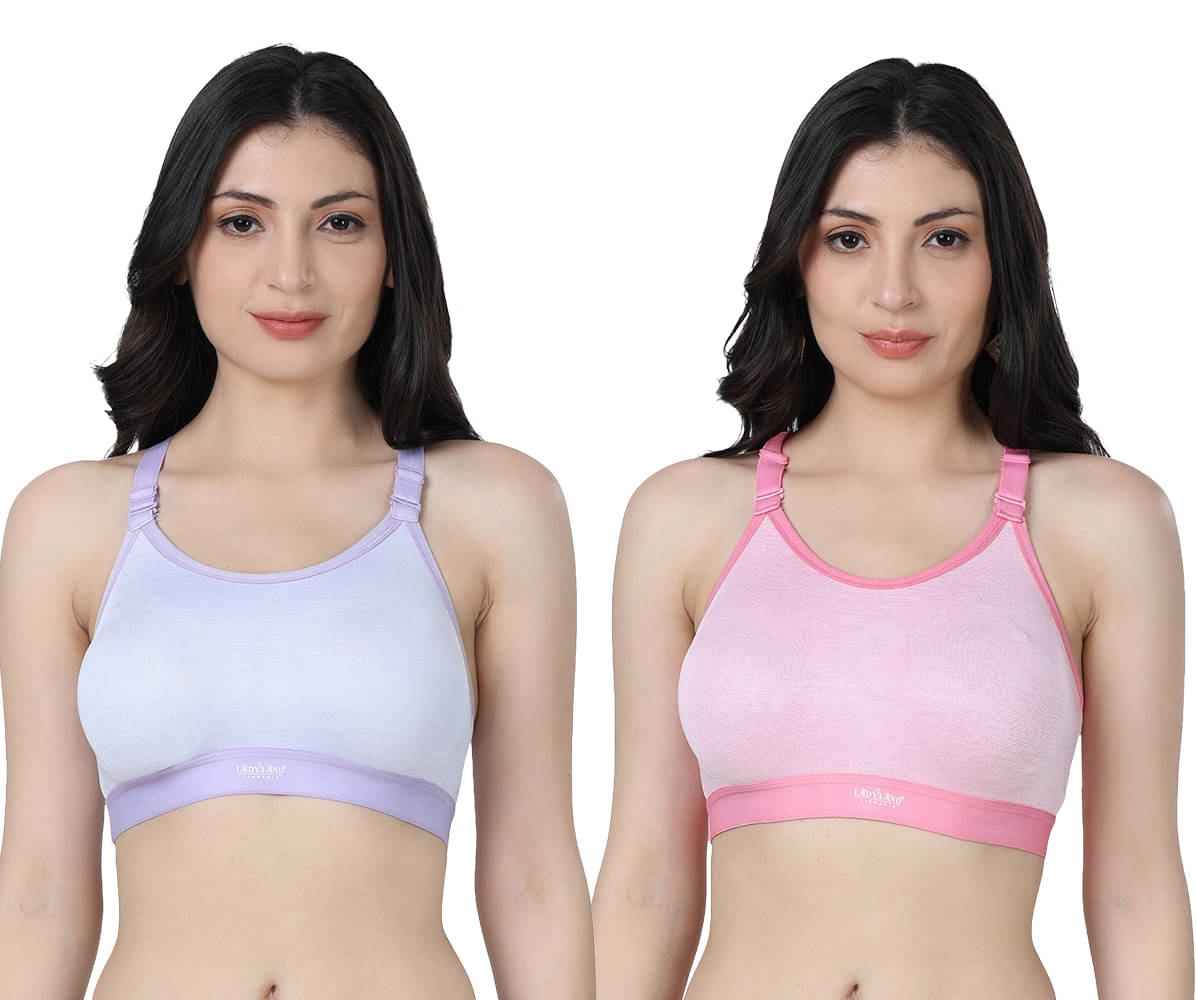 Ladyland Pack of 2 Lycra Lightly Padded T-Shirt Bra For Women ( Multicolor ) Ladyland Pack of 2 Lycra Lightly Padded T-Shirt Bra For Women ( Multicolor )