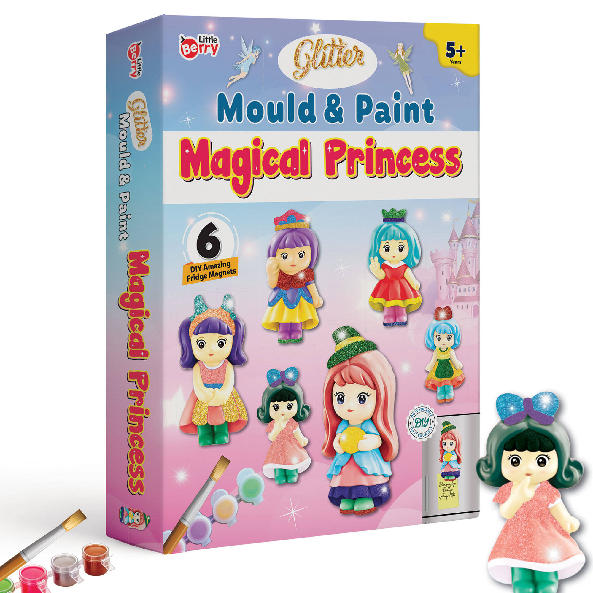     			Little Berry DIY Mould and Paint Kit for Kids: Magical Princess Craft Kit | Make 6 Glitter Fridge Magnets | Painting Art & Craft Set for Girls & Boys 3-10 Years | DIY Kit for Kids | Gifting Toys