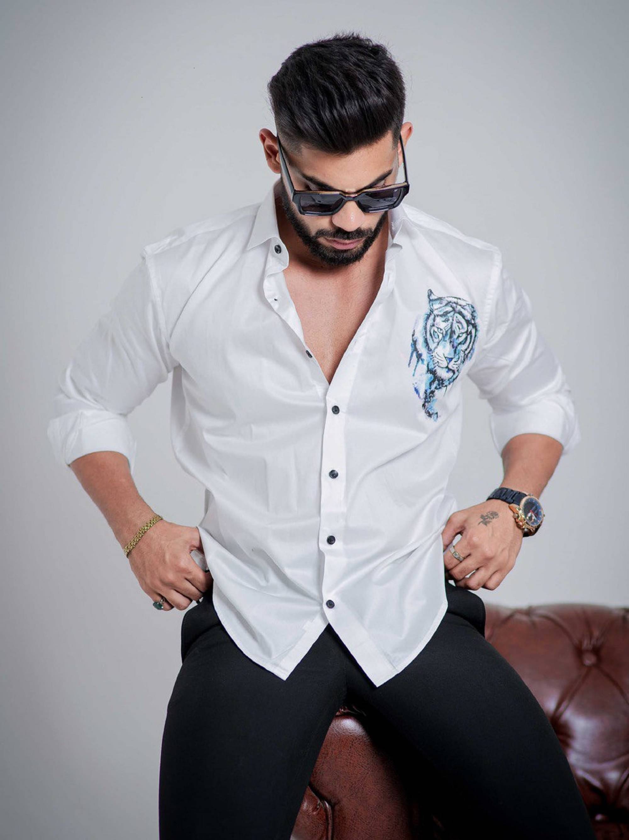     			M5studio 100% Cotton Regular Fit Printed Full Sleeves Men's Casual Shirt - White ( Pack of 1 )