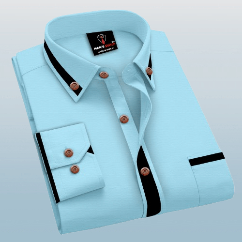     			MAN'S SUITUP Cotton Blend Regular Fit Solids Full Sleeves Men's Casual Shirt - Aqua Blue ( Pack of 1 )
