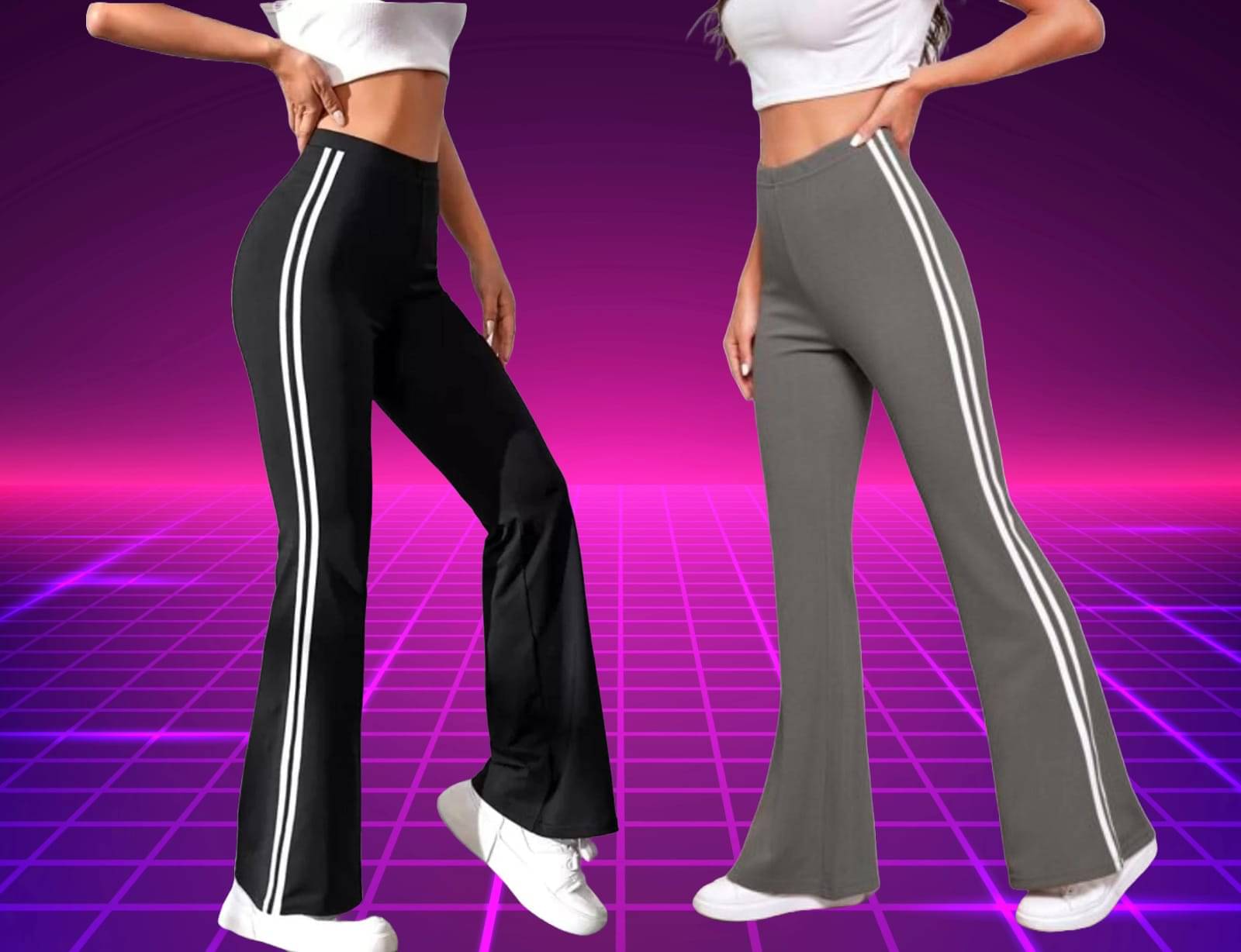     			MASTERY Pack of 2 Lycra Regular Women's Casual Pants ( Black,Grey )