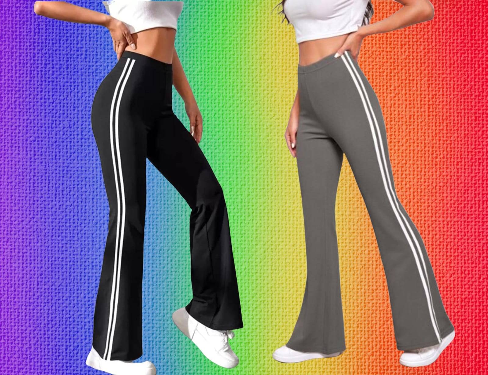     			MASTERY Pack of 2 Lycra Regular Women's Casual Pants ( Black,Grey )