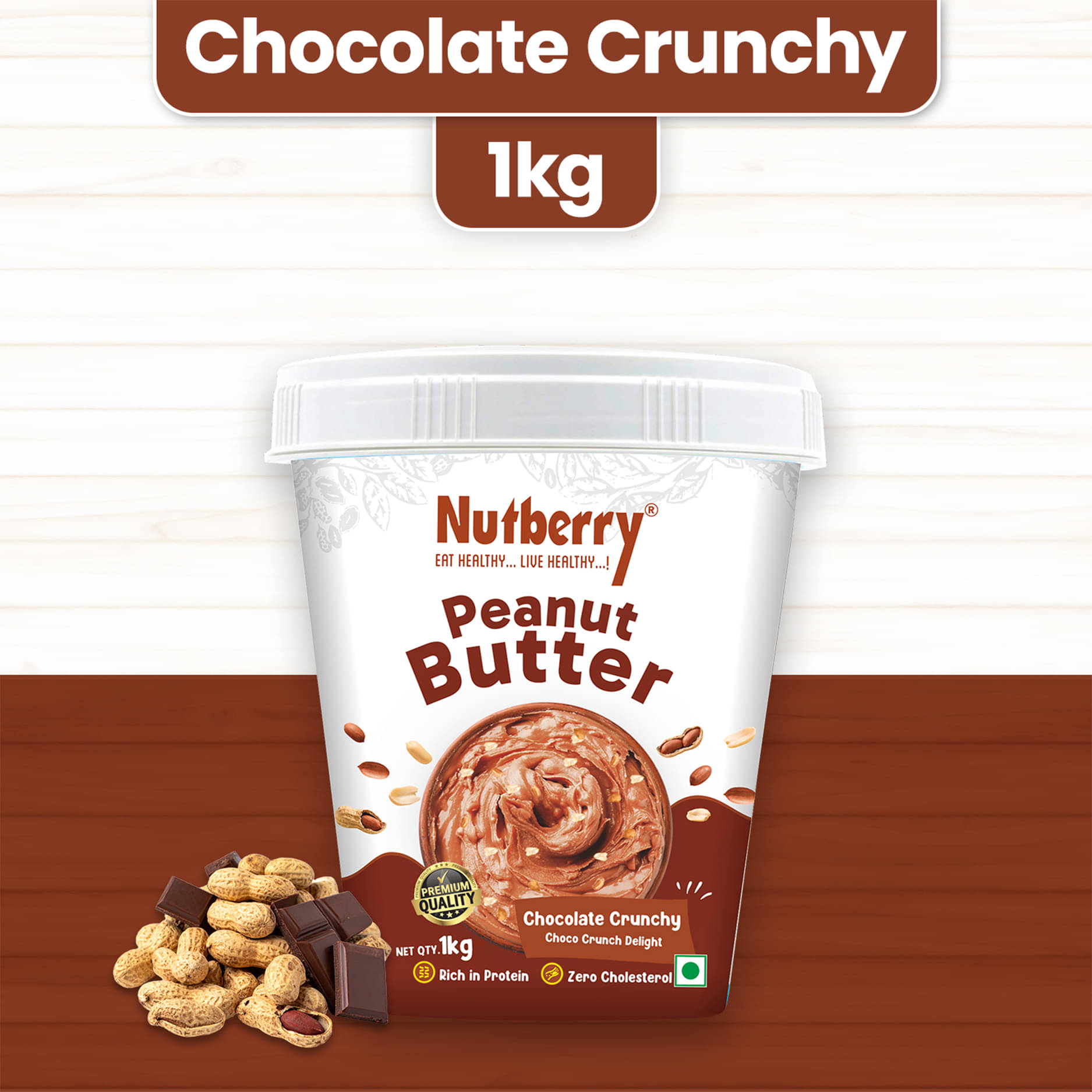    			Nutberry 1 kg Crunchy Nut Butter ( Pack of 1 )