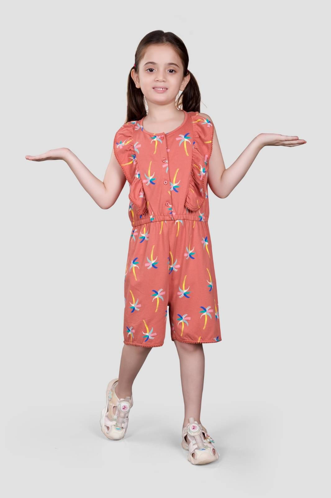     			PLUM TREE Girls Cotton Jumpsuit ( Pack of 1 , Orange )