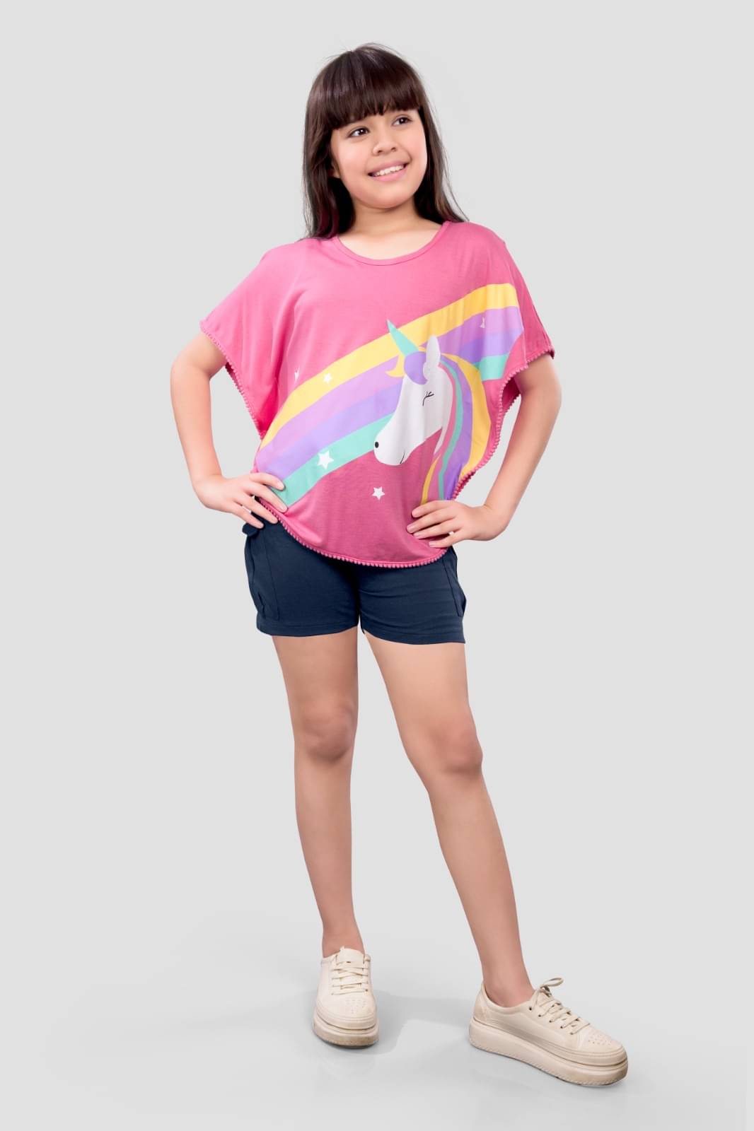     			PLUM TREE Pack of 1 Girls 100% Cotton T-shirt & Shorts ( Pink )
