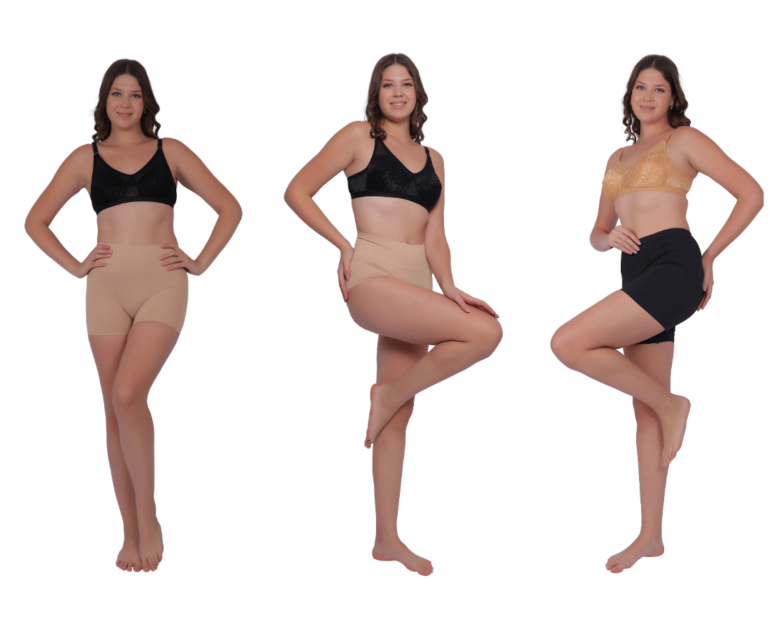 Pia Trends Pack of 3 Cotton Blend Women's Tummy Tucker ( Beige,Black )     			Pia Trends Pack of 3 Cotton Blend Women's Tummy Tucker ( Beige,Black )