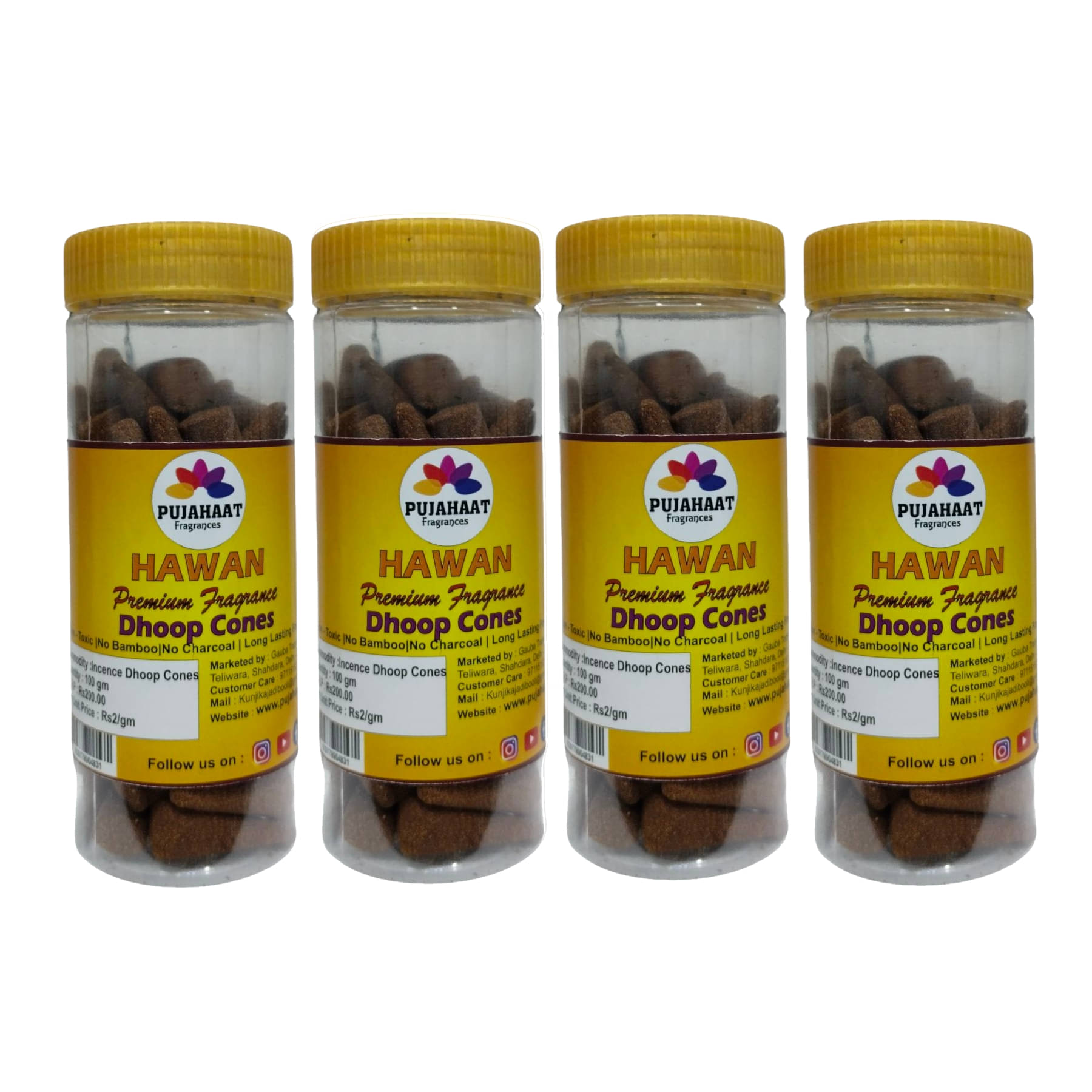     			Pujahaat Incense Dhoop Cone Natural 400 gm ( Pack of 4 )