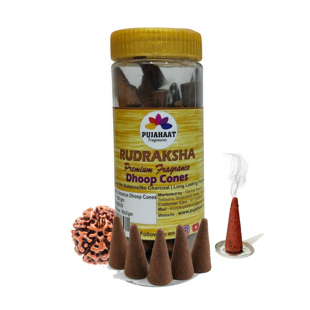     			Pujahaat Incense Dhoop Cone Woods 100 gm ( Pack of 1 )