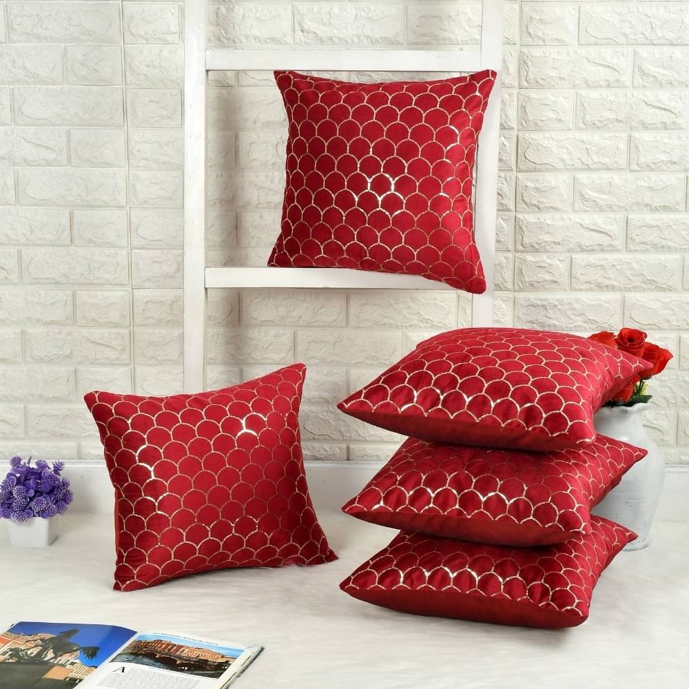 RADECOR Set of 5 Polyester Solid Square Cushion Cover (40X40)cm - Maroon RADECOR Set of 5 Polyester Solid Square Cushion Cover (40X40)cm - Maroon