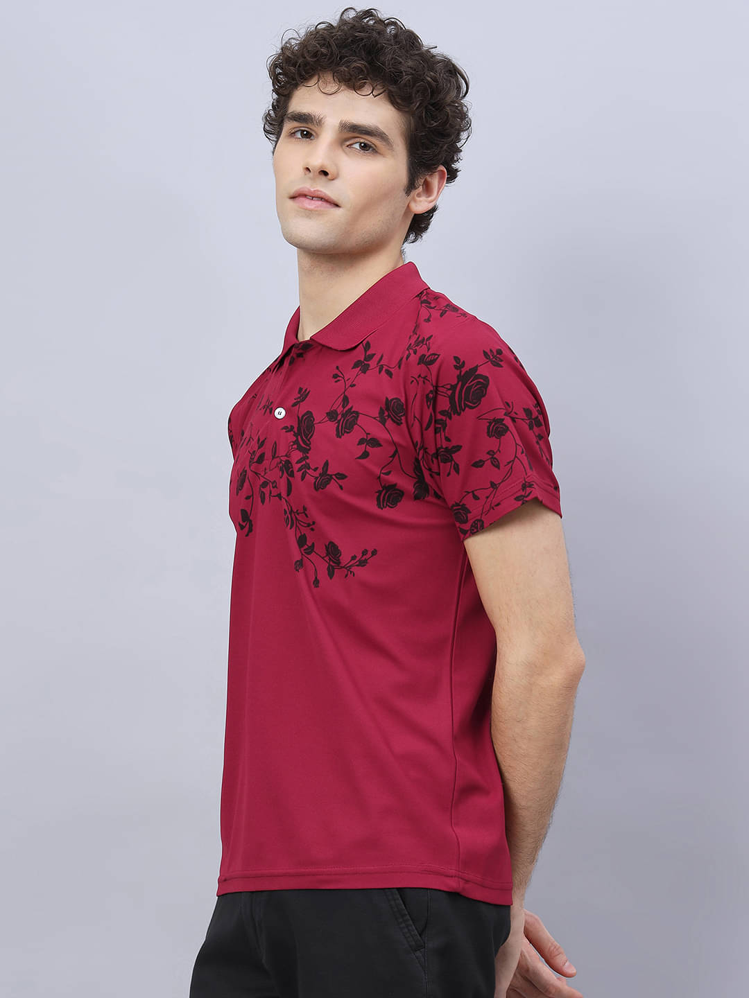     			RELANE Men Cotton Blend Regular Fit Printed Polo T Shirt ( Maroon )