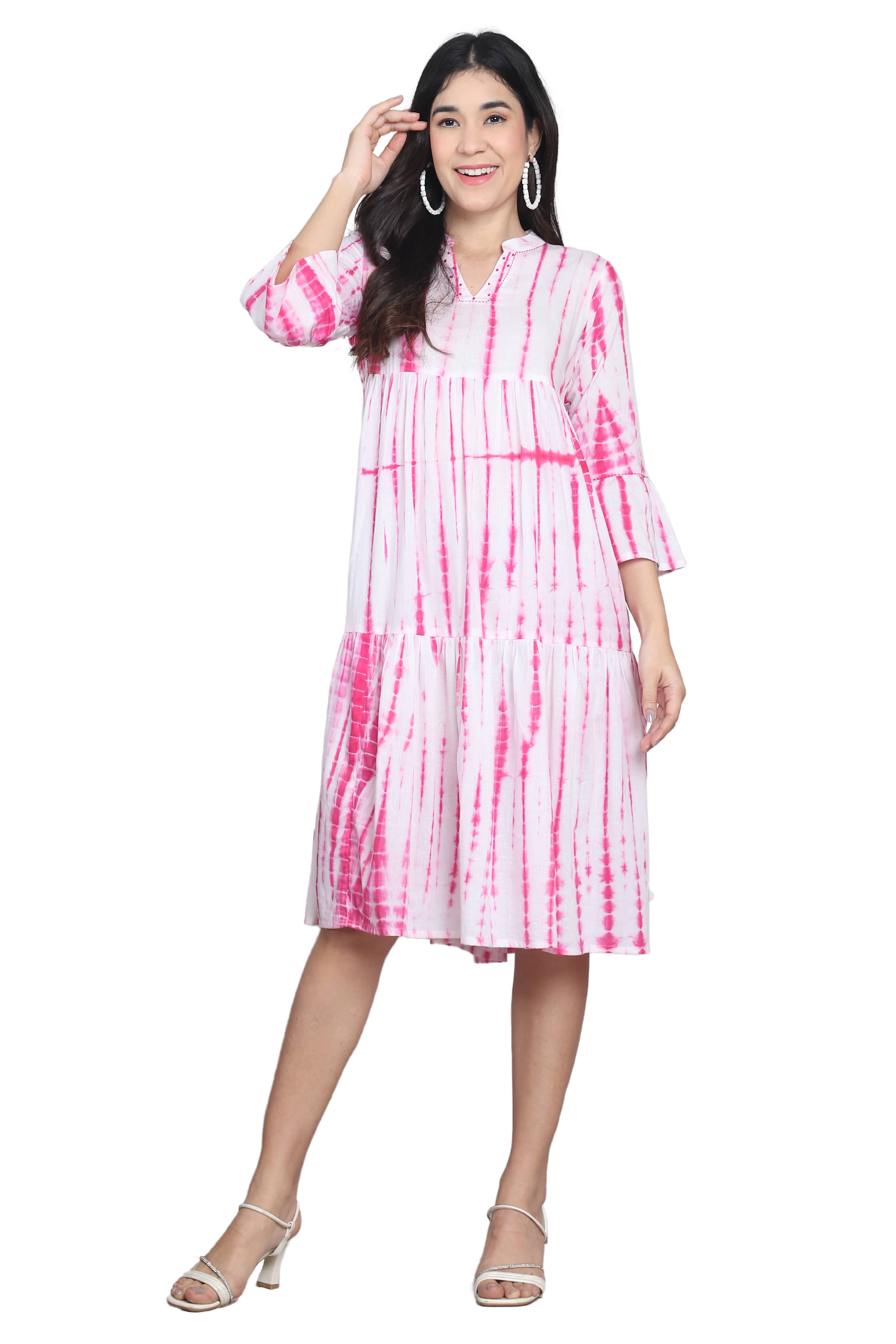     			Rajnandini Women Cotton Printed A-line Dress ( Pink )