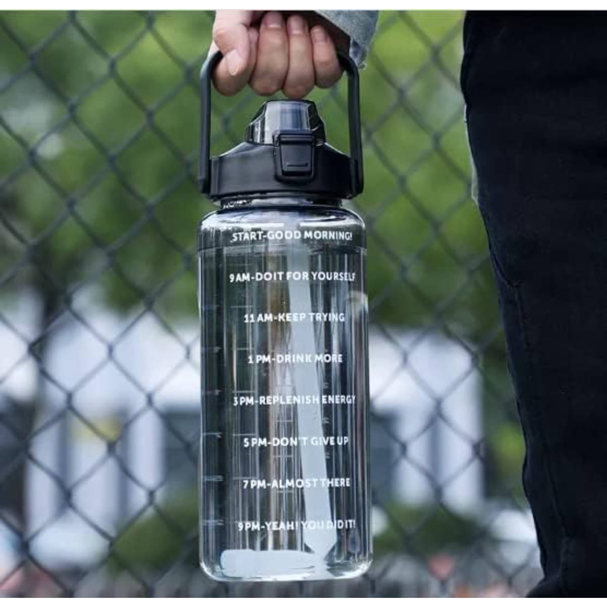     			SARVASHVA TRENDS Motivational Water Bottles, Gym Water Bottles Black Plastic Sipper Water Bottle 2000 mL ( Set of 1 )