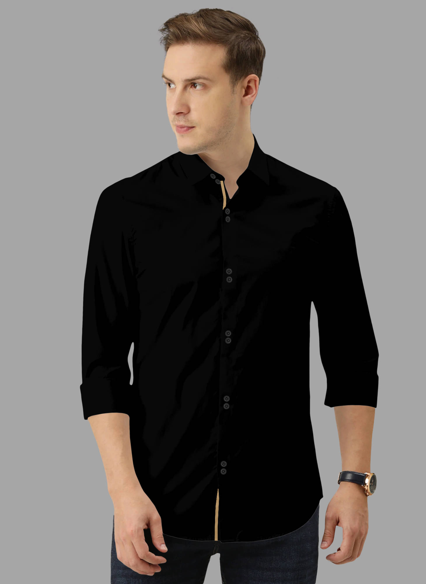 SUR-T Cotton Blend Regular Fit Solids Full Sleeves Men's Casual Shirt - Black ( Pack of 1 )     			SUR-T Cotton Blend Regular Fit Solids Full Sleeves Men's Casual Shirt - Black ( Pack of 1 )