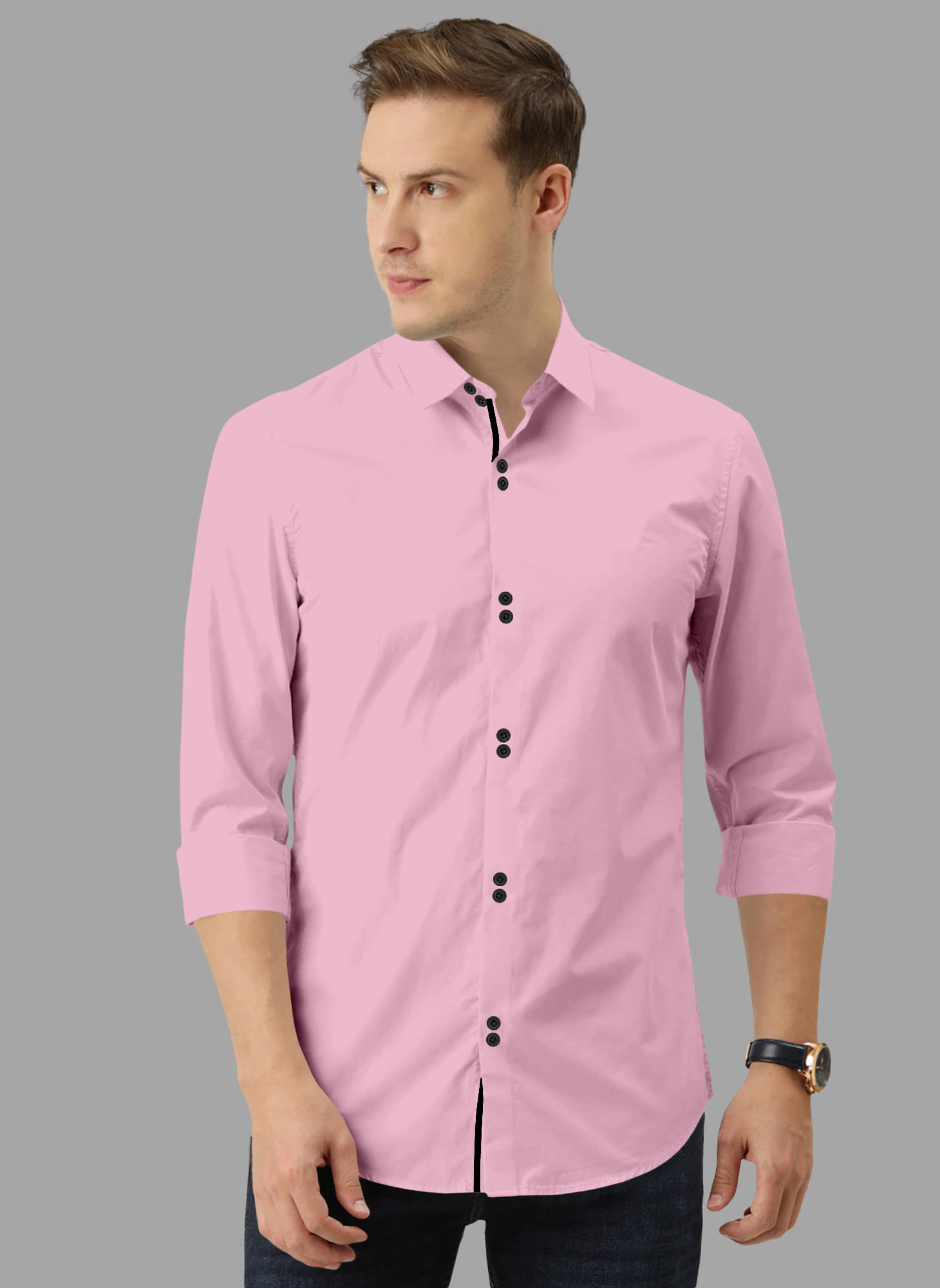 SUR-T Cotton Blend Regular Fit Solids Full Sleeves Men's Casual Shirt - Peach ( Pack of 1 )     			SUR-T Cotton Blend Regular Fit Solids Full Sleeves Men's Casual Shirt - Peach ( Pack of 1 )