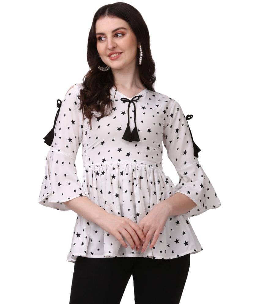 Shcon Women's Crepe Peplum Top ( White ) Shcon Women's Crepe Peplum Top ( White )