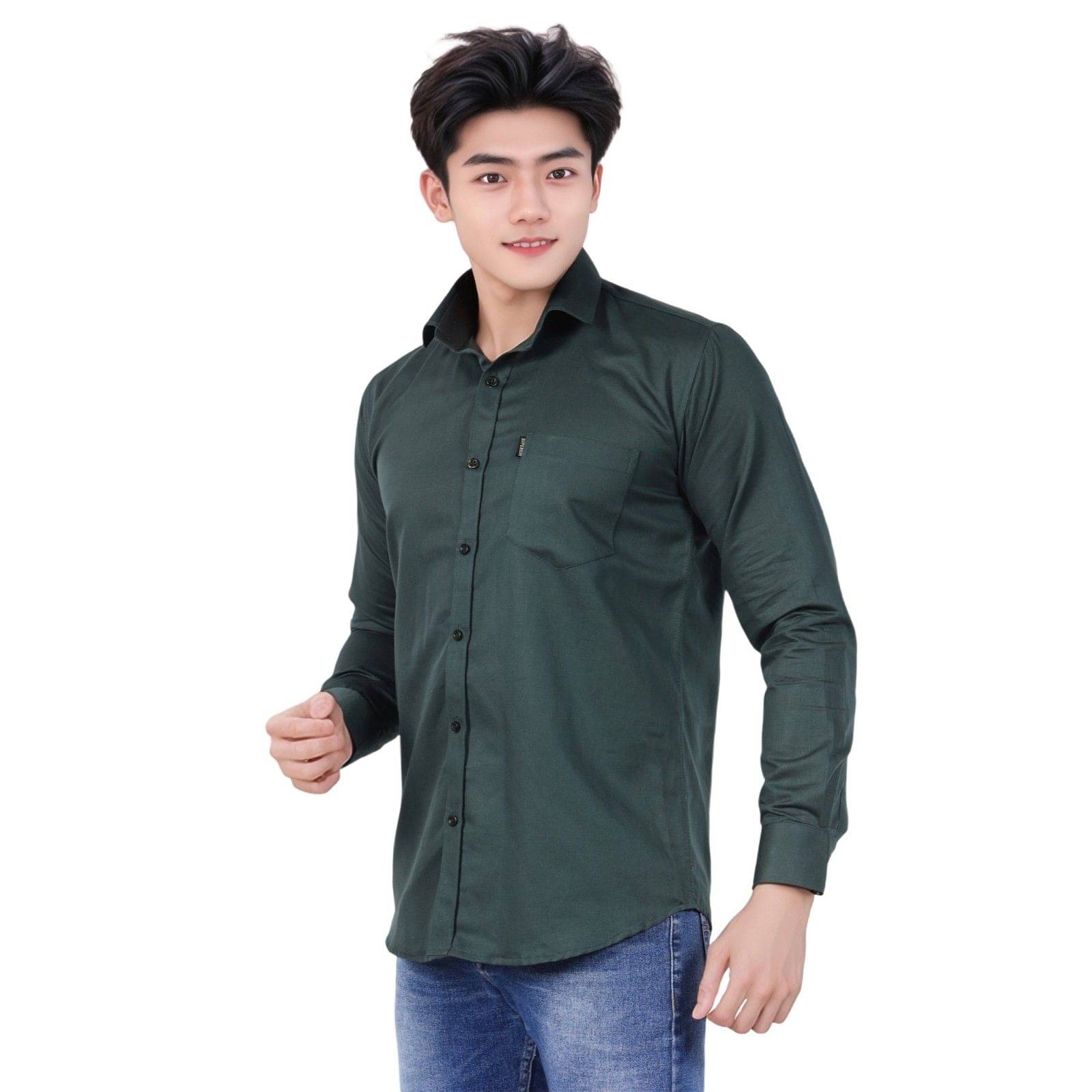 Superior Shirts Cotton Blend Regular Fit Solids Full Sleeves Men's Casual Shirt - Dark Green ( Pack of 1 ) Superior Shirts Cotton Blend Regular Fit Solids Full Sleeves Men's Casual Shirt - Dark Green ( Pack of 1 )